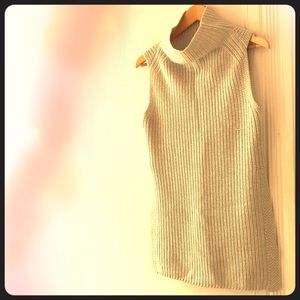 Sleeveless mock turtleneck in soft gray